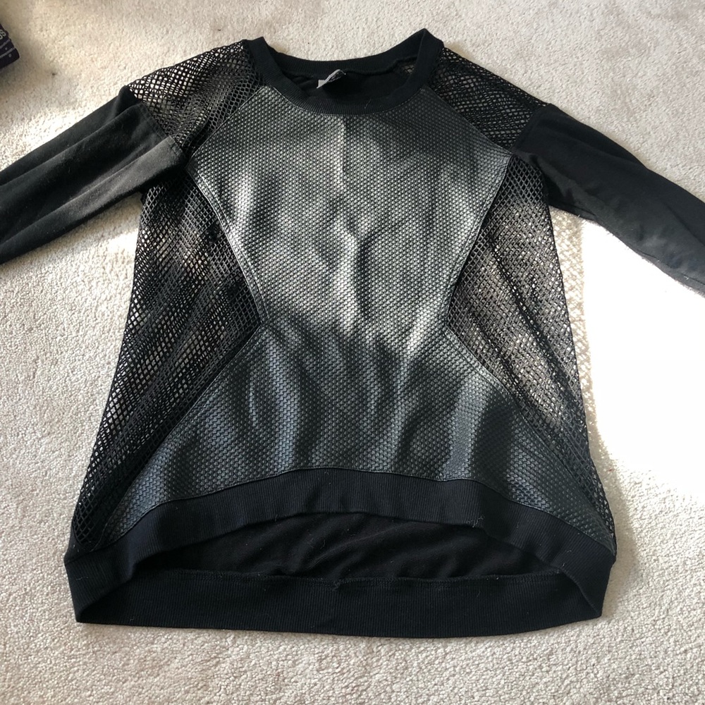 Faux Leather shirt wth mesh sides